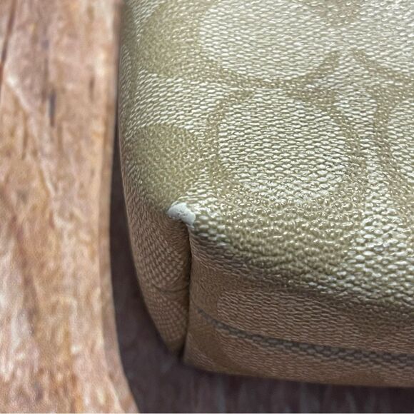 COACH file crossbody bag Signature tan blue silver hardware F58297 Preowned - Picture 13 of 14